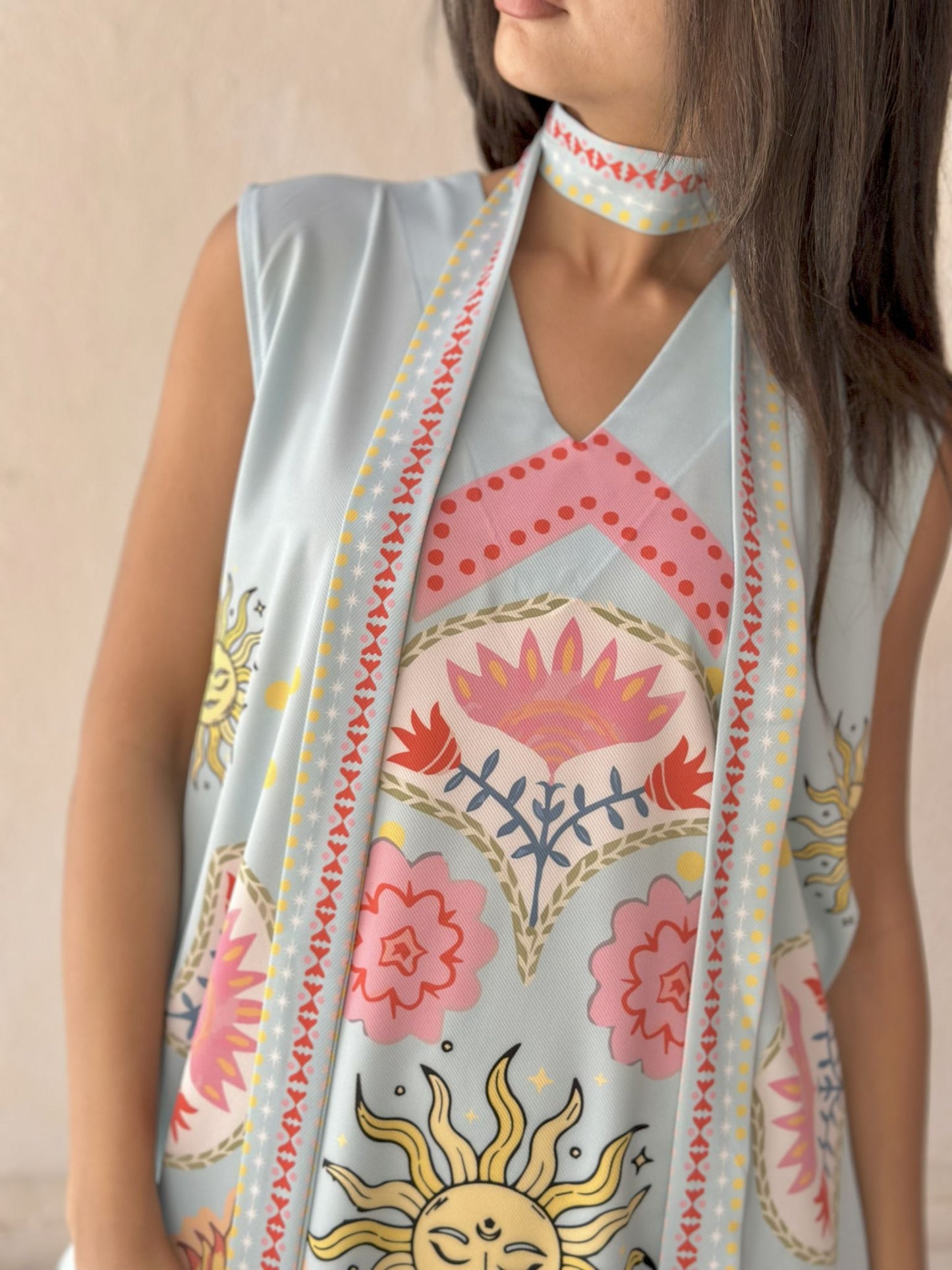 sky blue solaris  sleevless dress