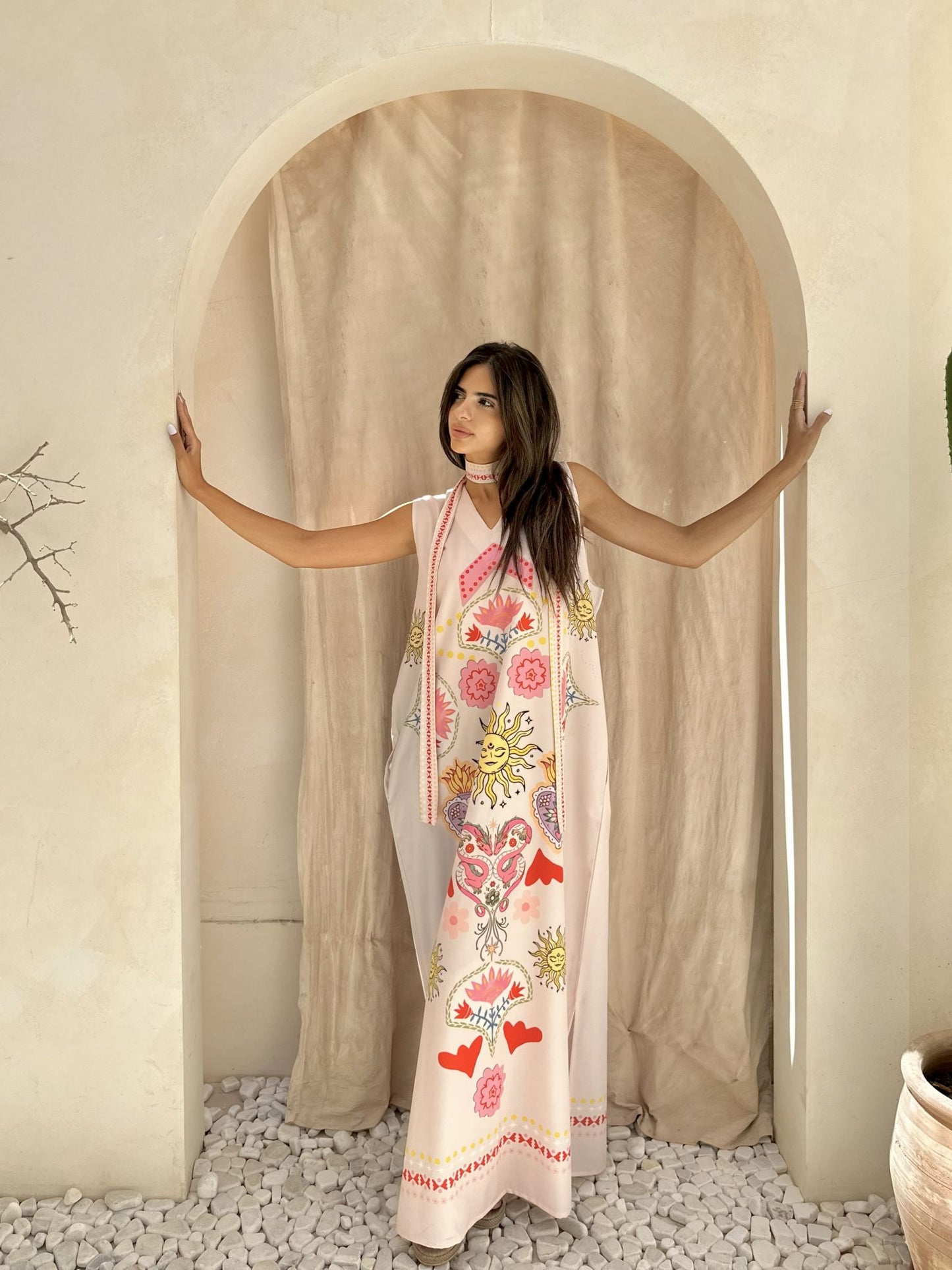 beige solaris  sleevless dress