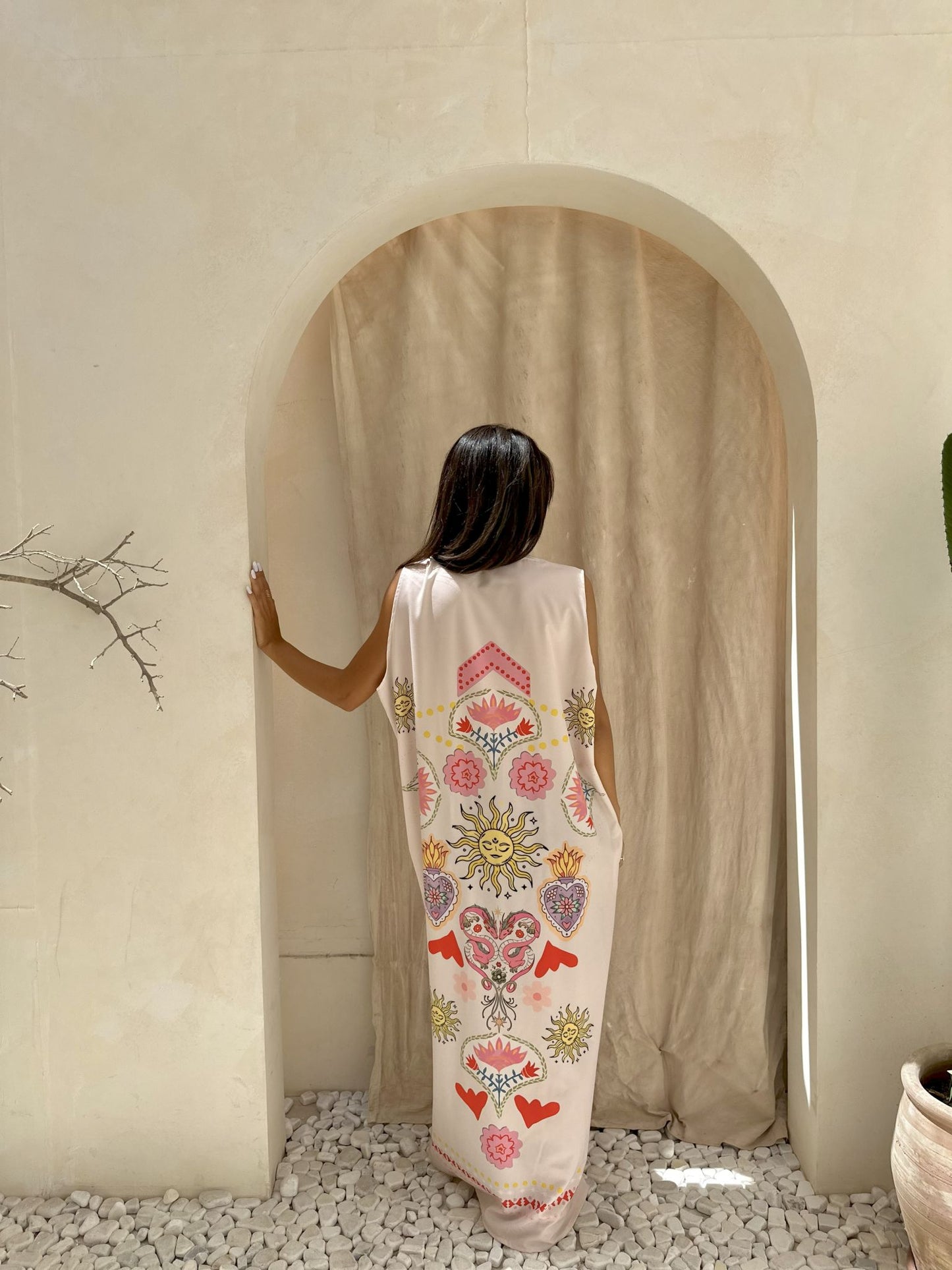 beige solaris  sleevless dress