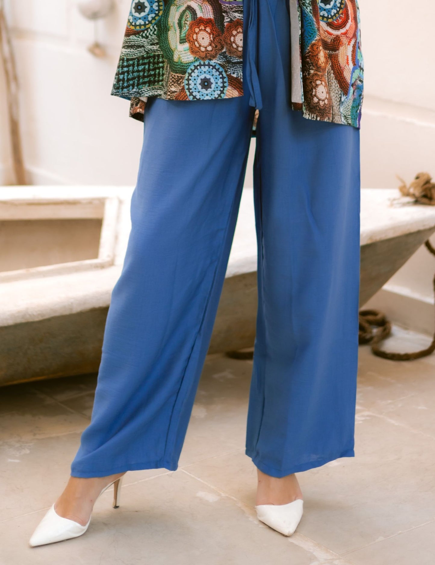 blue linen pants